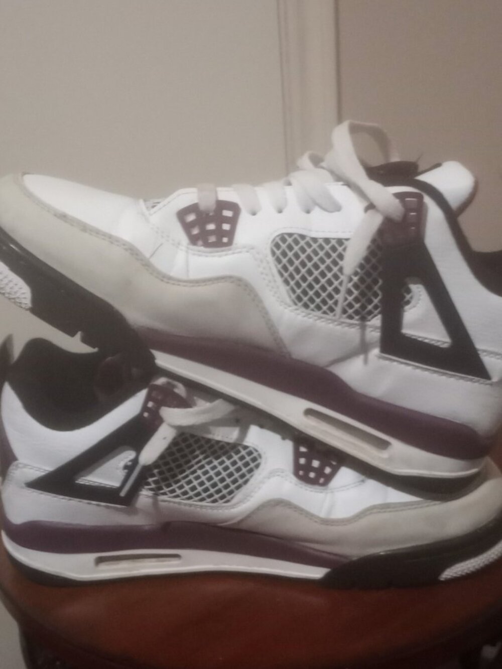 Jordan Air Jordan 4 Retro Paris Saint-Germain Bordeaux White Black Sneaker Sz 10 - Picture 13 of 15